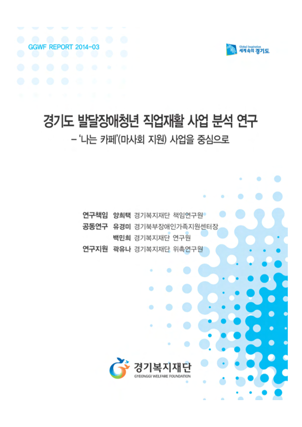 경기도 발달장애청년 직업재활 사업 분석 연구