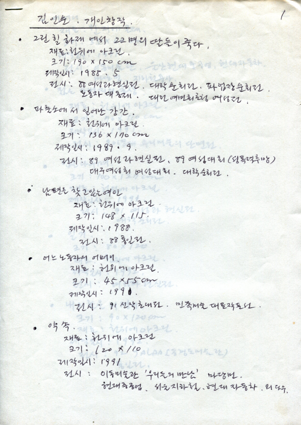 김인순 개인 창작 목록